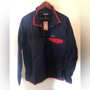 NWT Patagonia Men’s Houdini Snap-T Pullover | Stone blue w/ New Navy